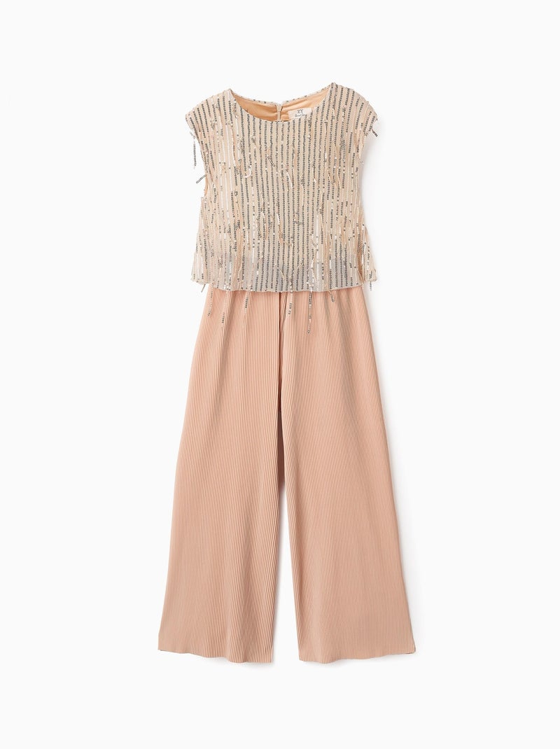 Combinaison Plissé avec Paillettes Beige foncé - Kiabi
