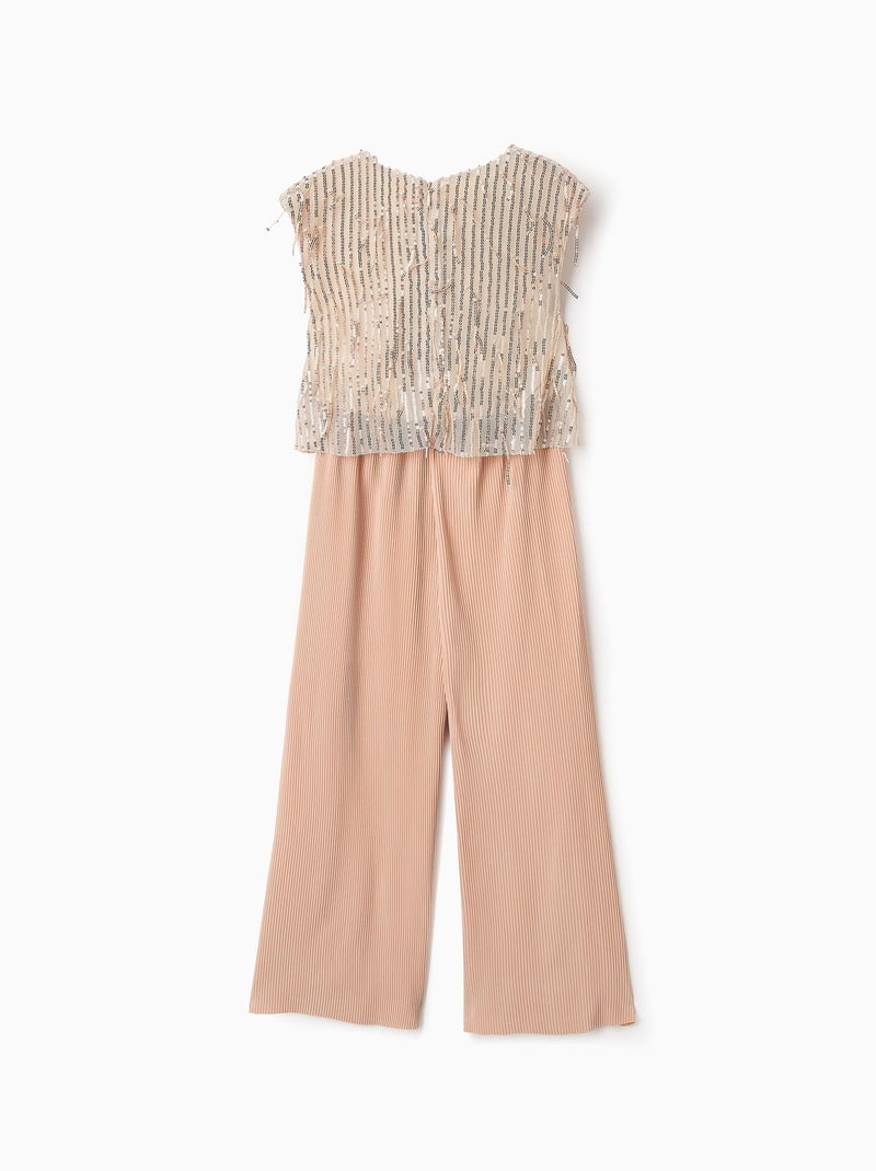 Combinaison Plissé avec Paillettes Beige foncé - Kiabi