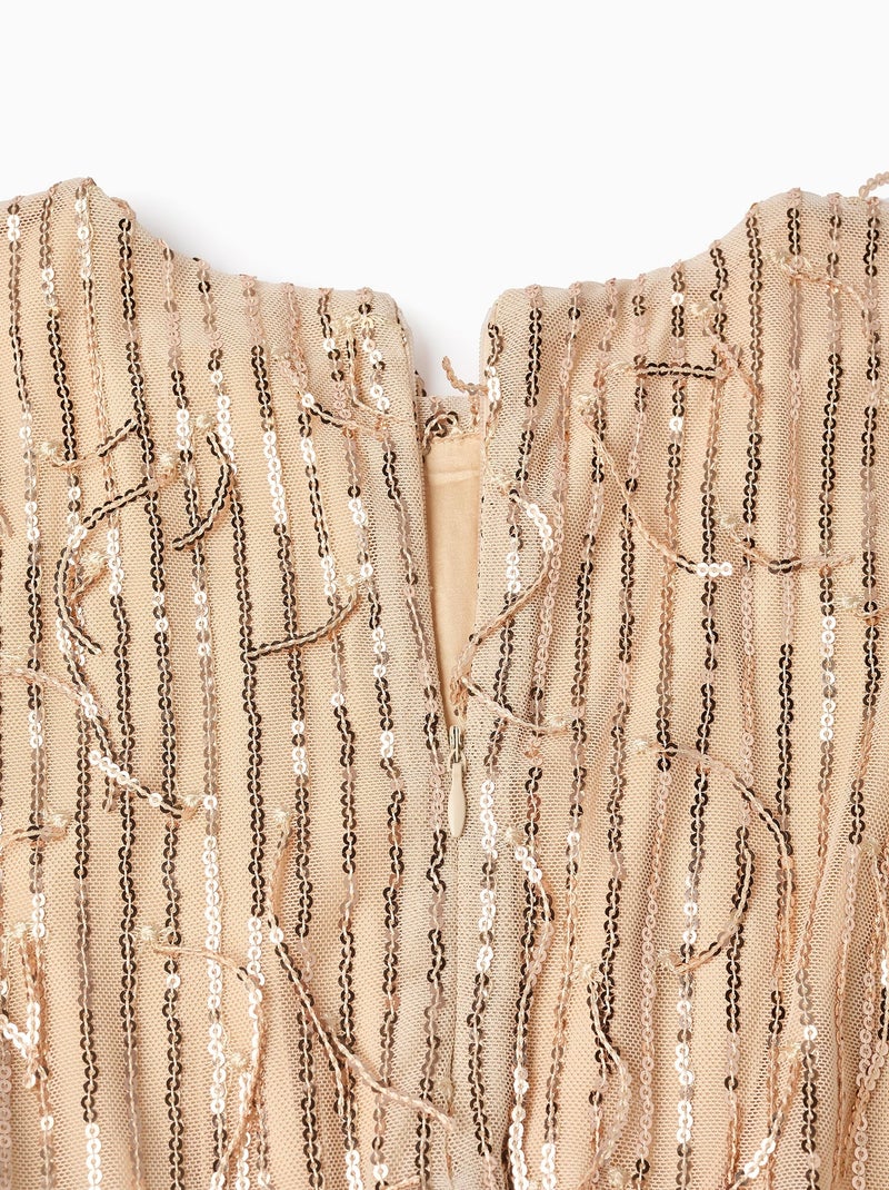 Combinaison Plissé avec Paillettes Beige foncé - Kiabi