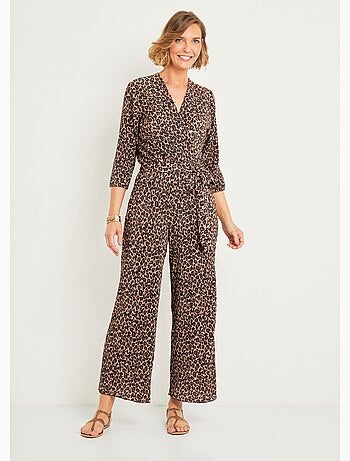 Combinaison plissée imprimé léopard - AFIBEL