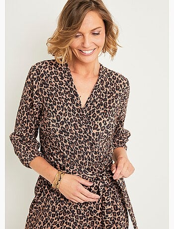 Combinaison plissée imprimé léopard - AFIBEL