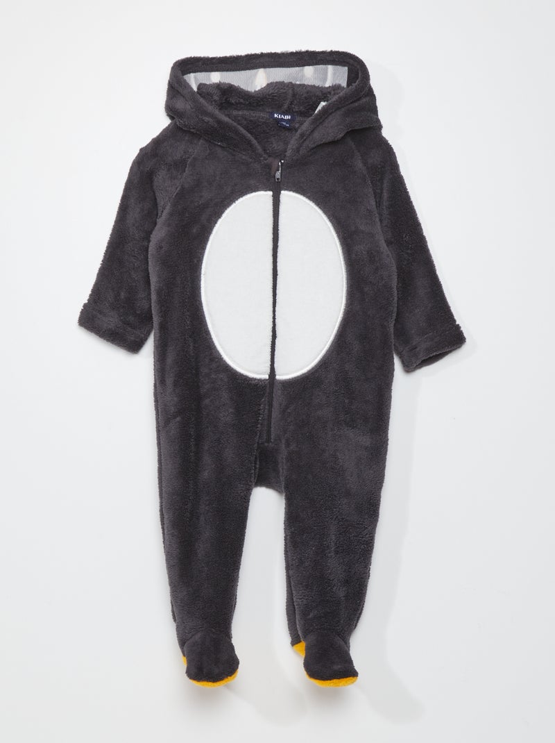 Combinaison polaire à capuche 'panda' Gris - Kiabi