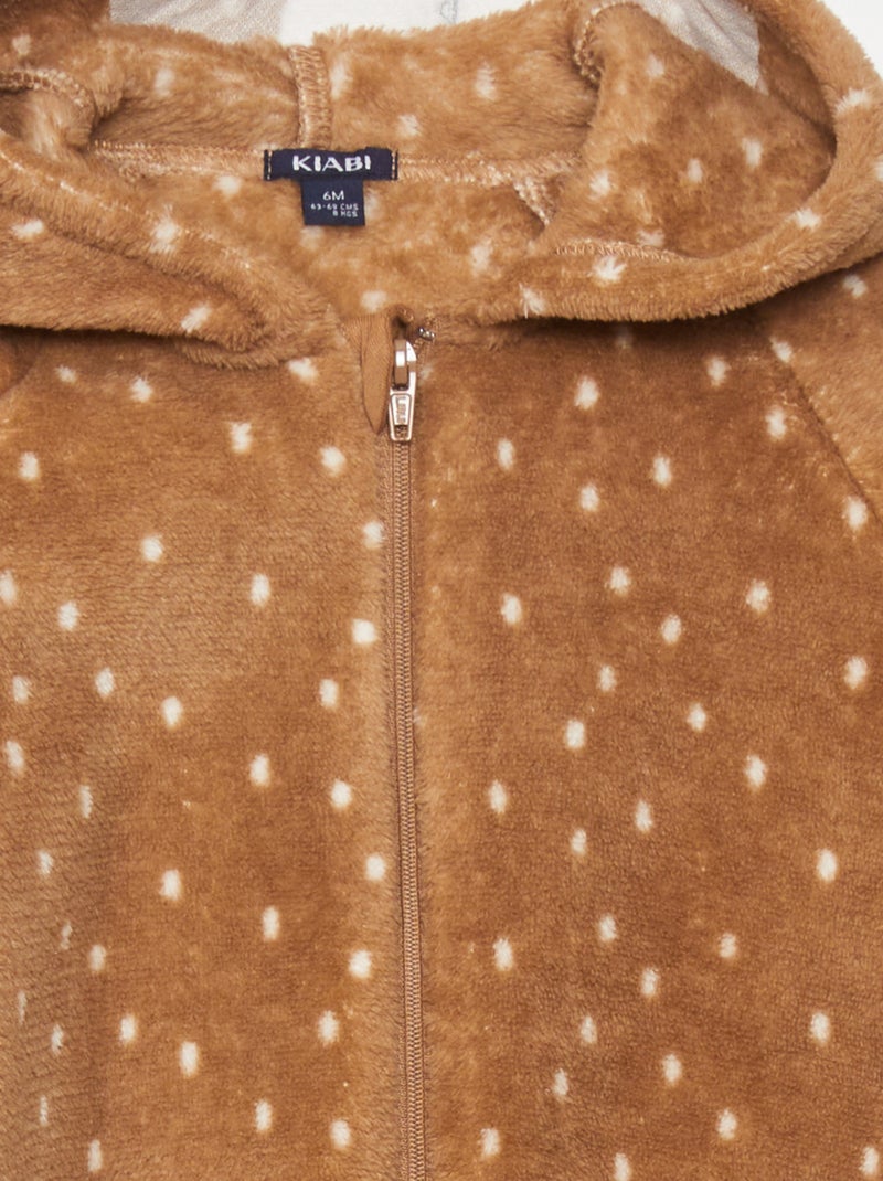 Combinaison Courte En Peluche Pour Femme - Combinaison D'hiver élégante En Polaire - Manches Longues - Combinaison Moulante - Ours Mignon - Chaud - Avec Capuche - Automne - Coupe Ajustée - Pyjama Une