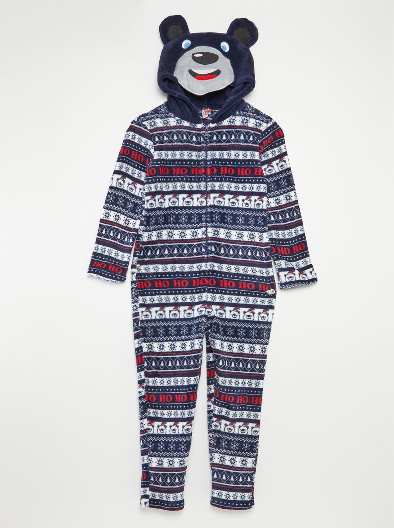 Combinaison pyjama de Noël avec capuche animée Bleu - Kiabi