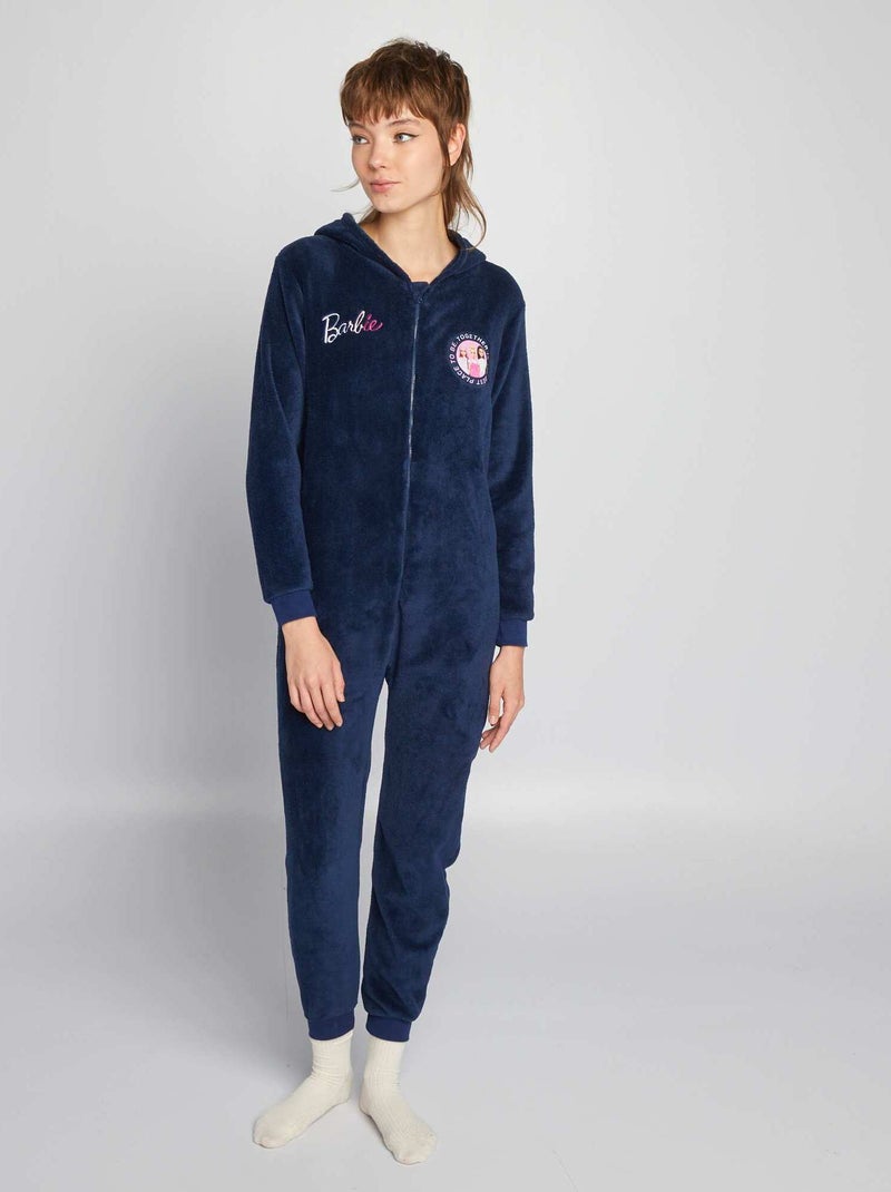 Combinaison pyjama en polaire 'Barbie' Bleu - Kiabi