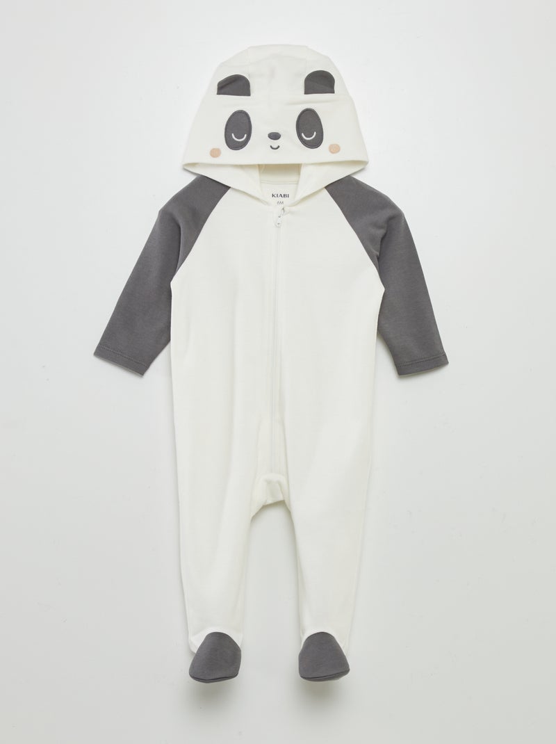 Combinaison pyjama 'panda' Blanc/gris - Kiabi