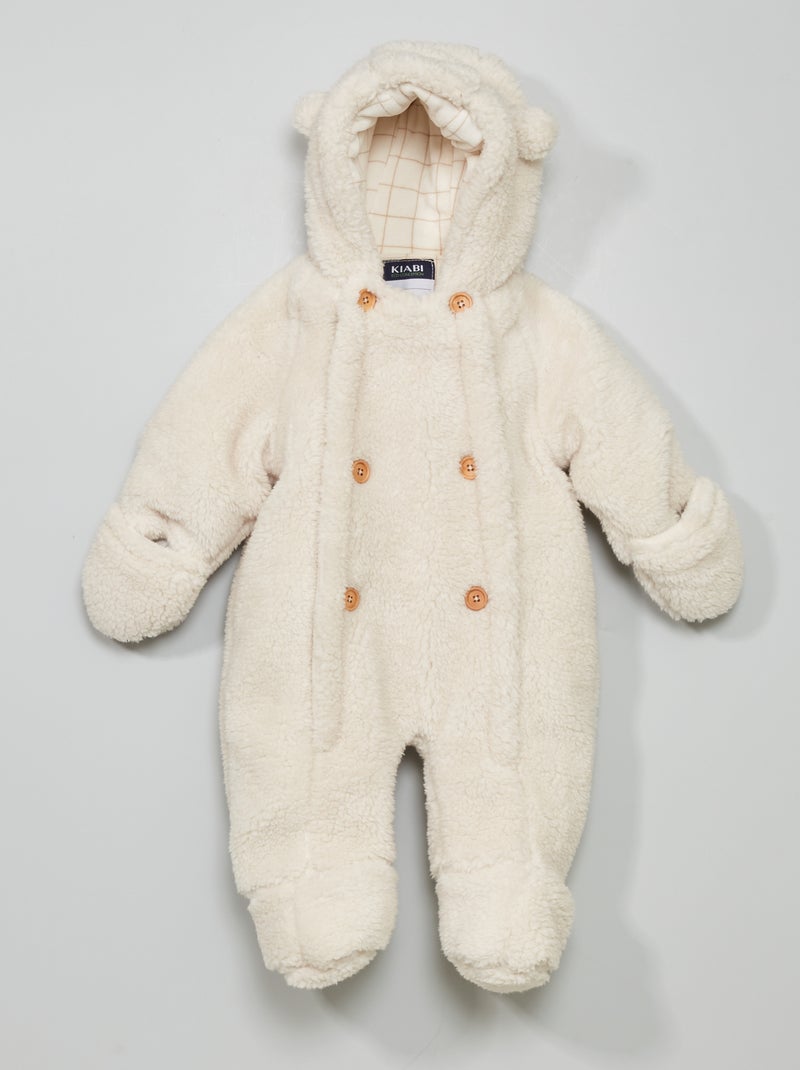 Combinaison pyjama polaire 'ours' Blanc - Kiabi