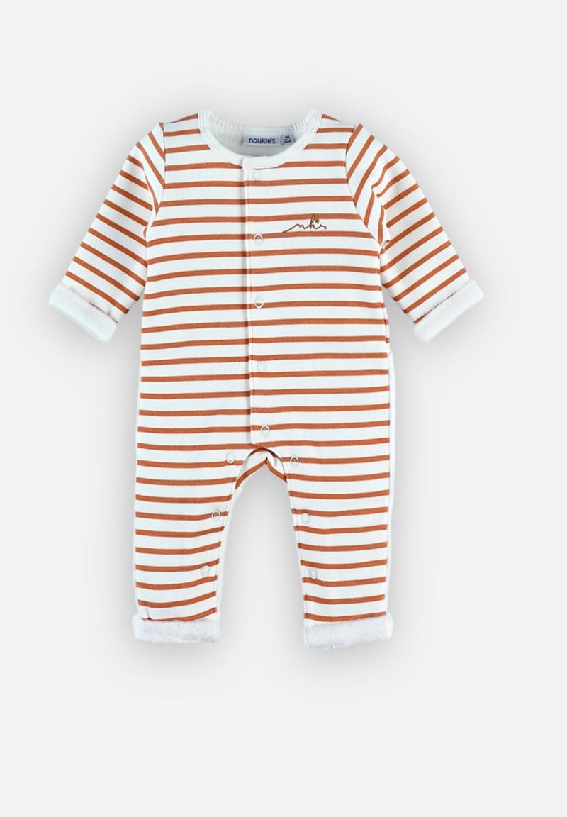 Combinaison rayée en sweatoloudoux, écru/caramel - Noukie's Beige - Kiabi