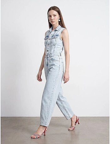 Combinaison salopette en denim de coton, jambe droite dilvin