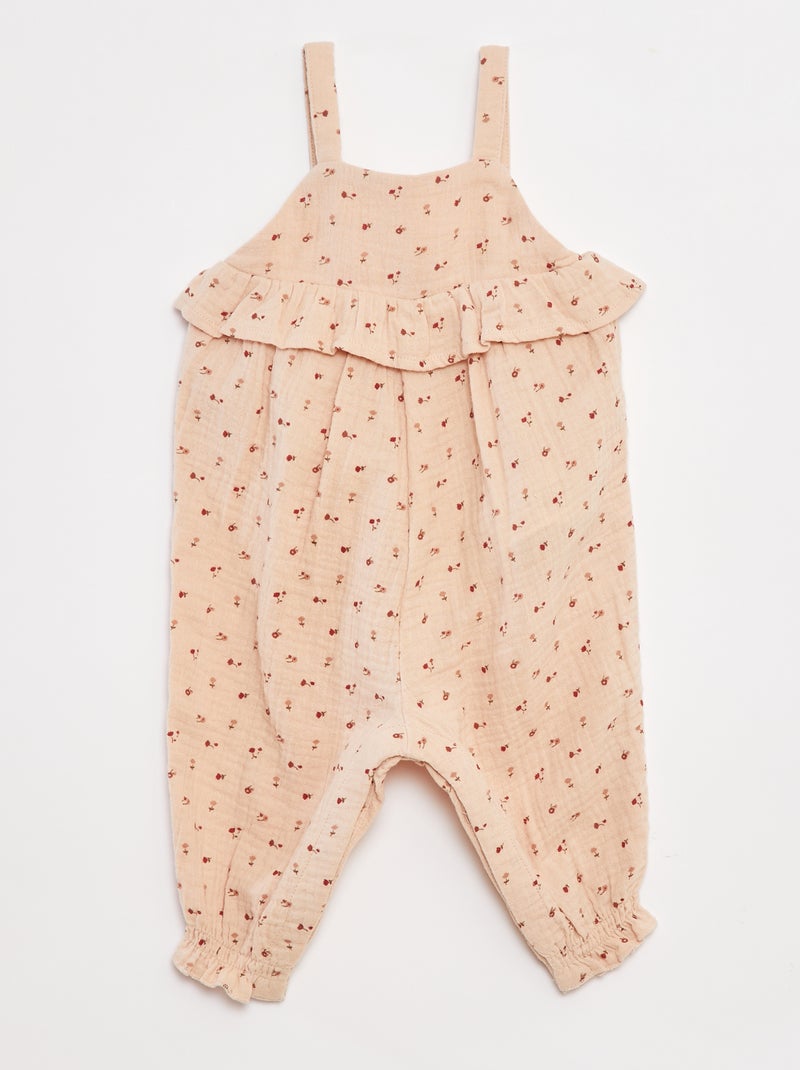 Combinaison salopette longue à motif Beige - Kiabi