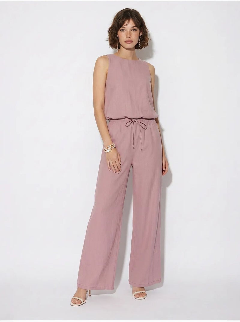 Combinaison sans manches en coton à jambe large lucci Mauve - Kiabi