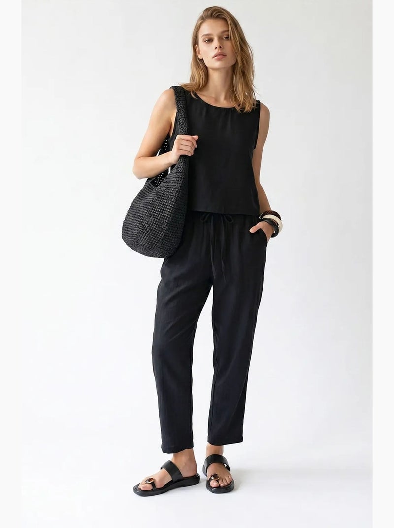 Combinaison sans manches en crêpe mixray Noir - Kiabi