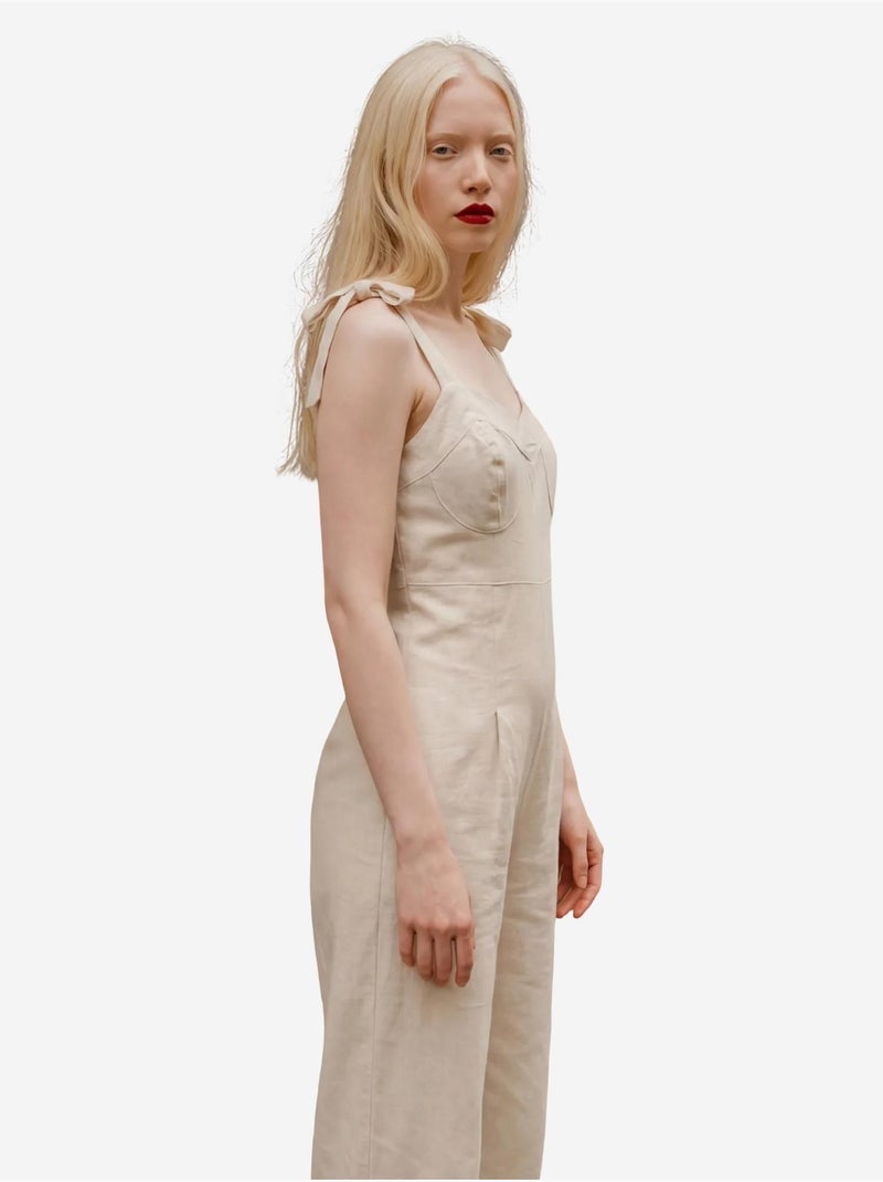 Combinaison sans manches en lin mélangé avec fermeture éclair my fashion Beige argile - Kiabi