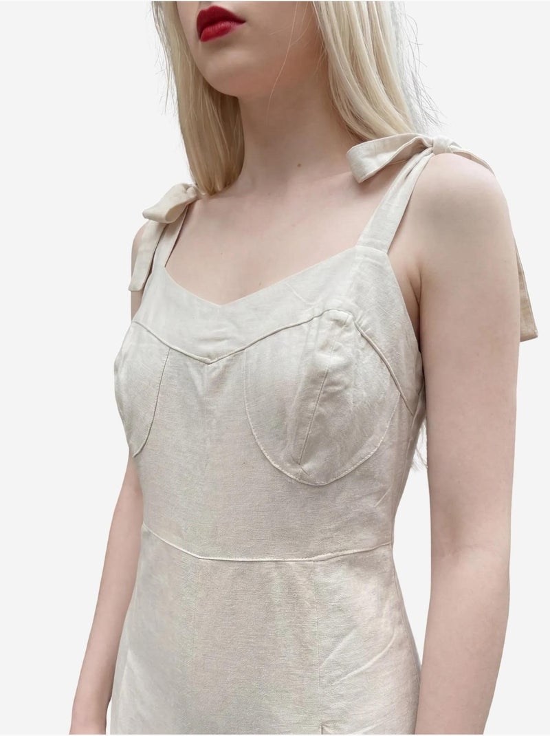 Combinaison sans manches en lin mélangé avec fermeture éclair my fashion Beige argile - Kiabi
