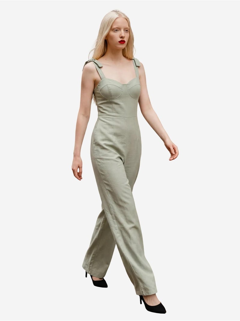 Combinaison sans manches en lin mélangé avec fermeture éclair my fashion Vert menthe - Kiabi