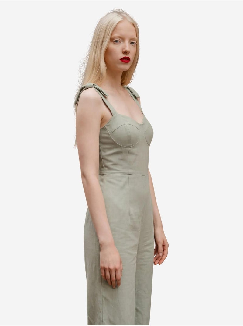 Combinaison sans manches en lin mélangé avec fermeture éclair my fashion Vert menthe - Kiabi