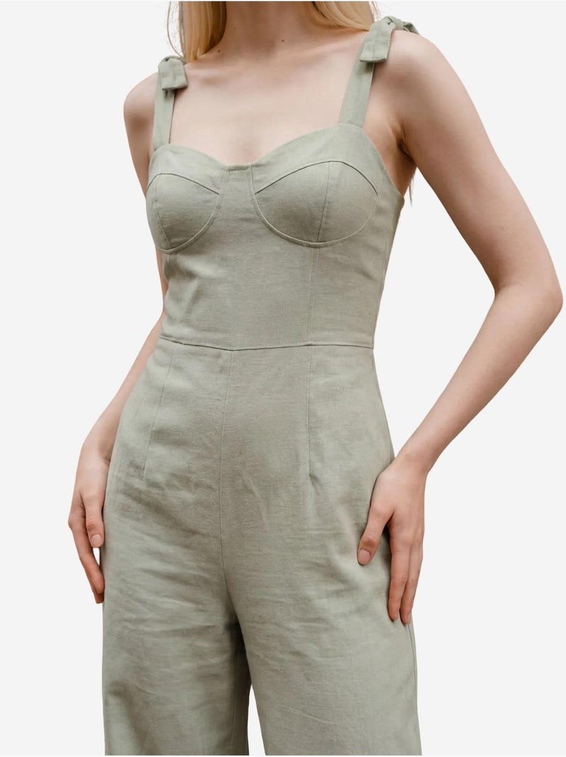Combinaison sans manches en lin mélangé avec fermeture éclair my fashion Vert menthe - Kiabi