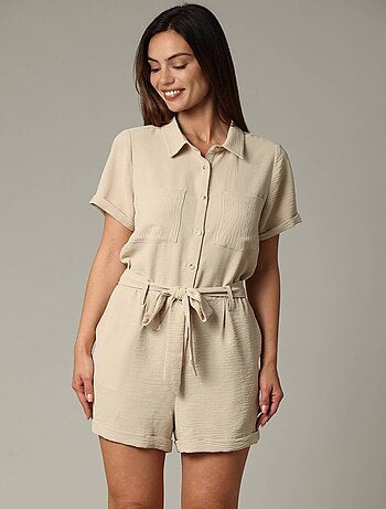 Combinaison short à col chemise avec ceinture à nouer 'Deeluxe'