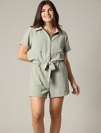 Combinaison short à col chemise avec ceinture à nouer 'Deeluxe'