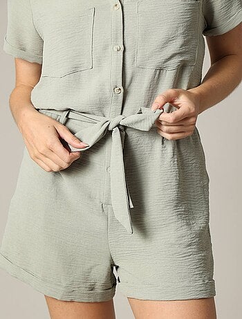 Combinaison short à col chemise avec ceinture à nouer 'Deeluxe'
