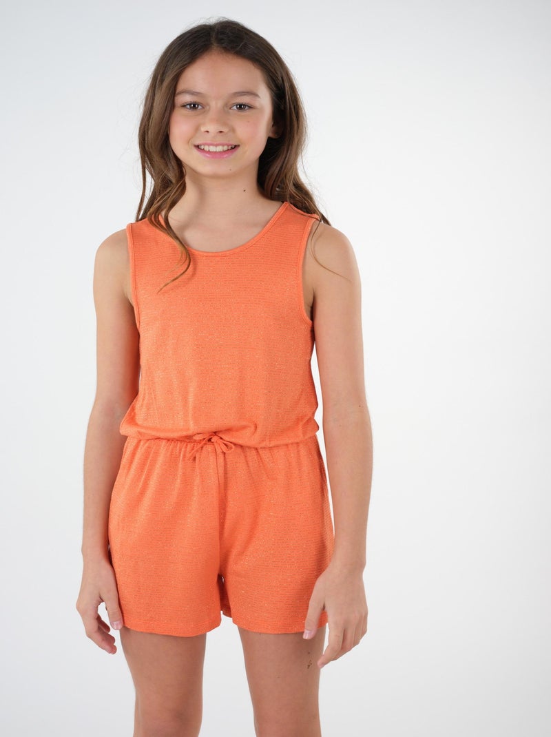 Combinaison short à rayures 'Deeluxe' Orange corail - Kiabi