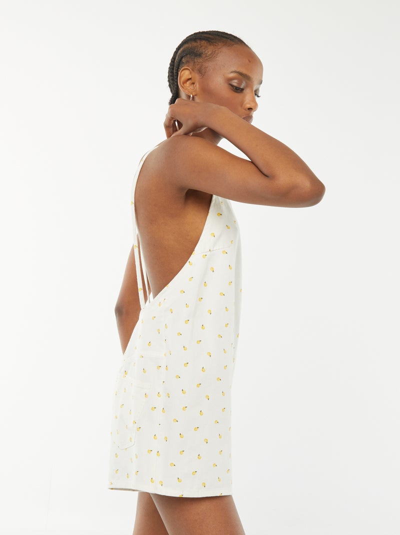 Combinaison short avec dos nu Blanc imprimé - Kiabi