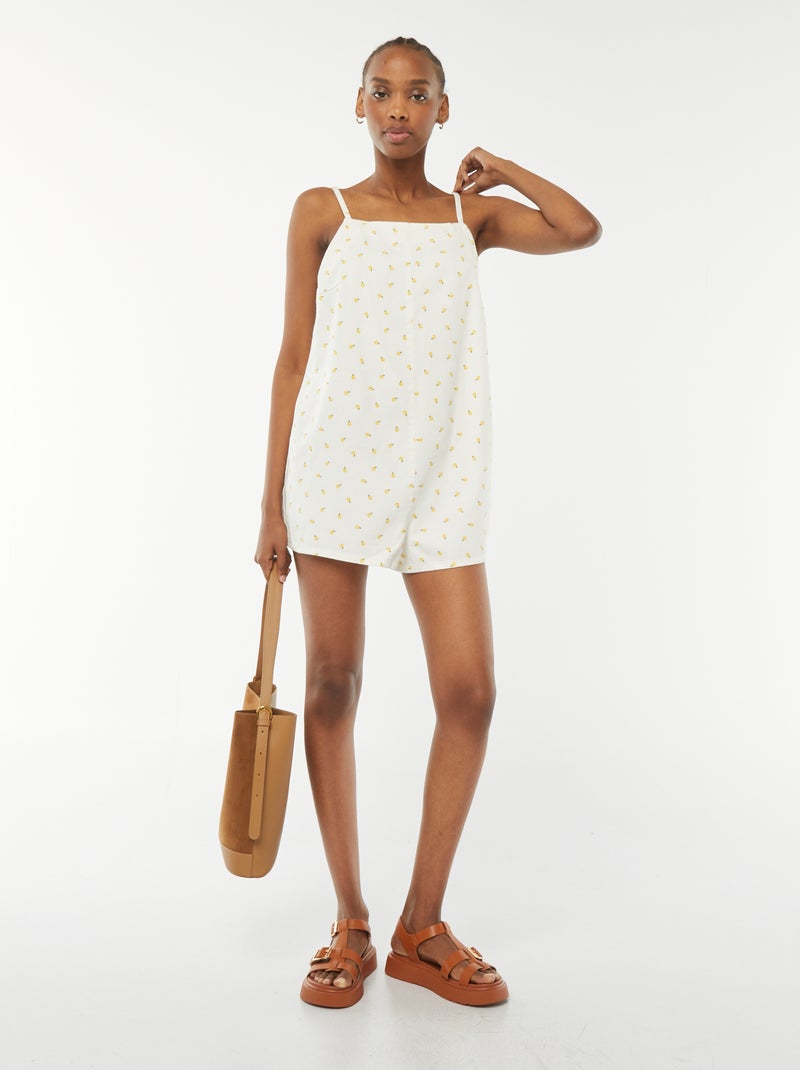 Combinaison short avec dos nu Blanc imprimé - Kiabi