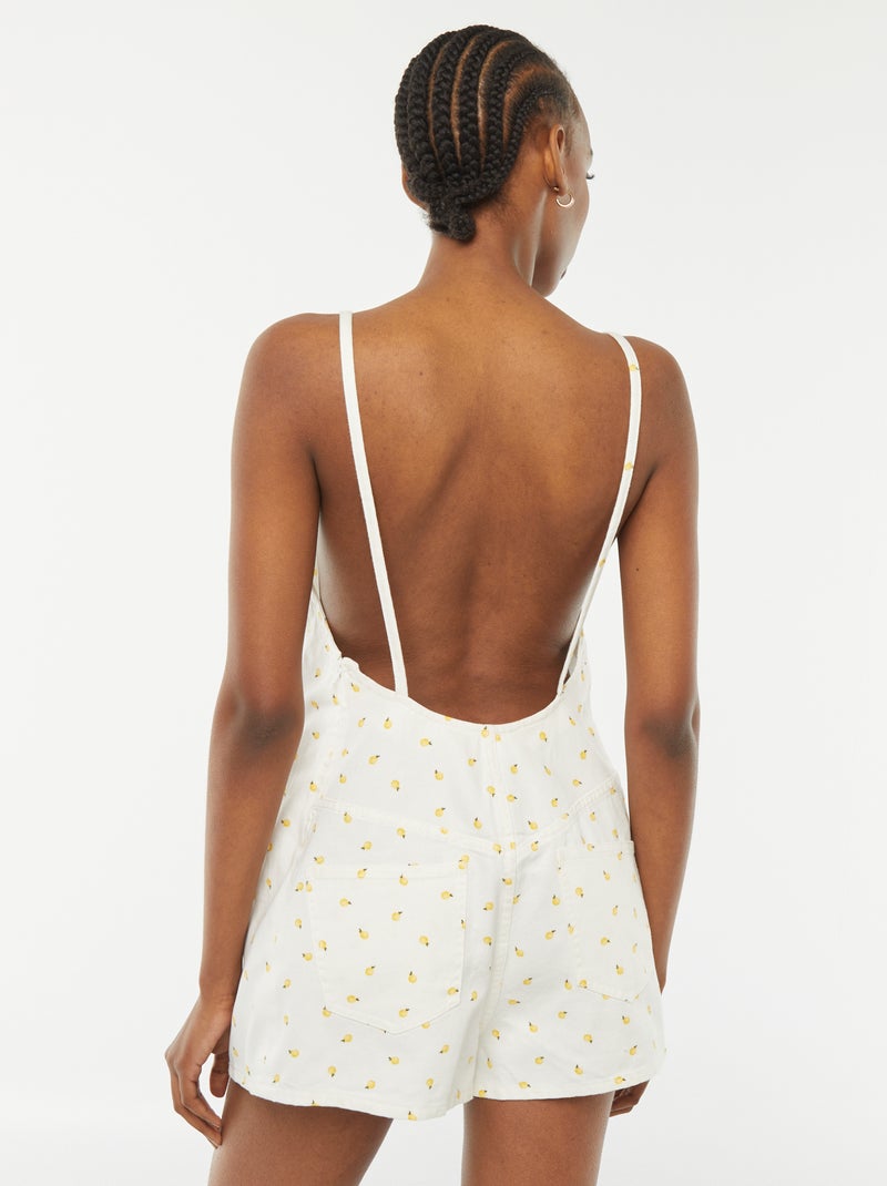 Combinaison short avec dos nu Blanc imprimé - Kiabi