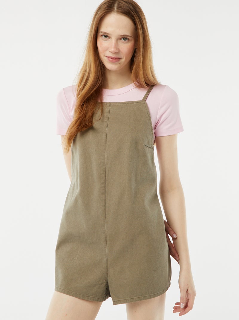 Combinaison short avec dos nu Kaki - Kiabi