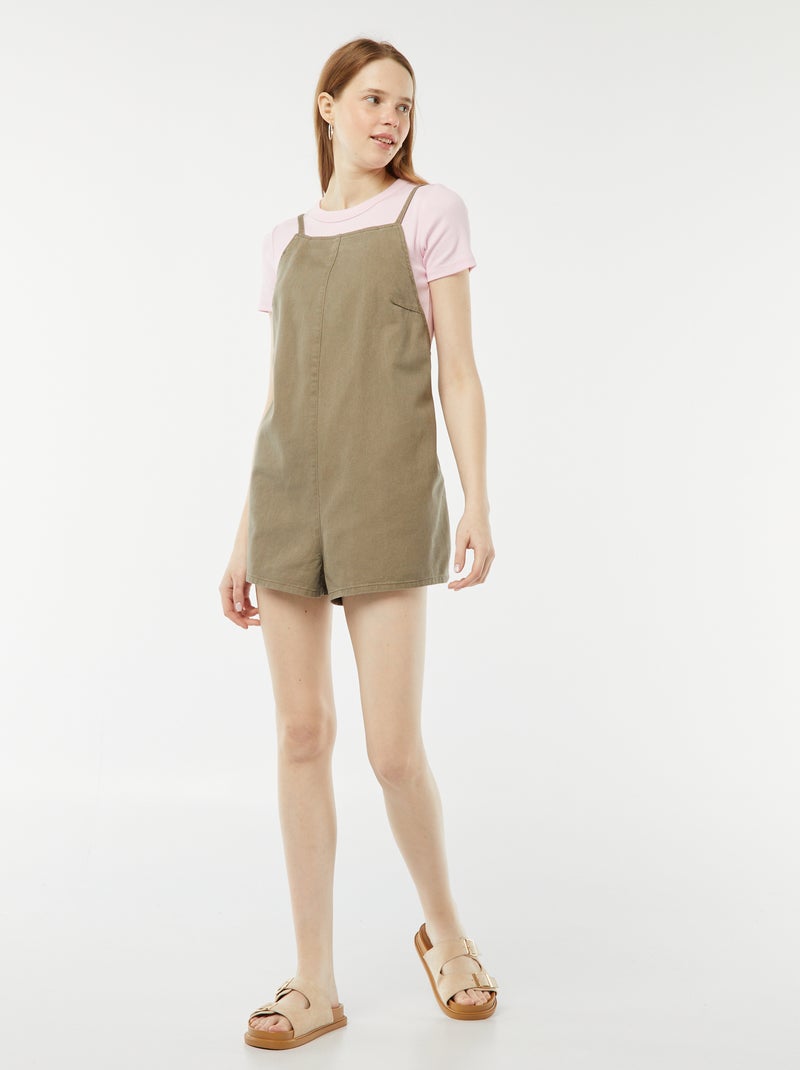 Combinaison short avec dos nu Kaki - Kiabi