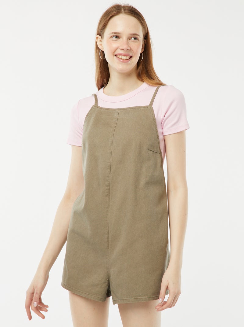 Combinaison short avec dos nu Kaki - Kiabi