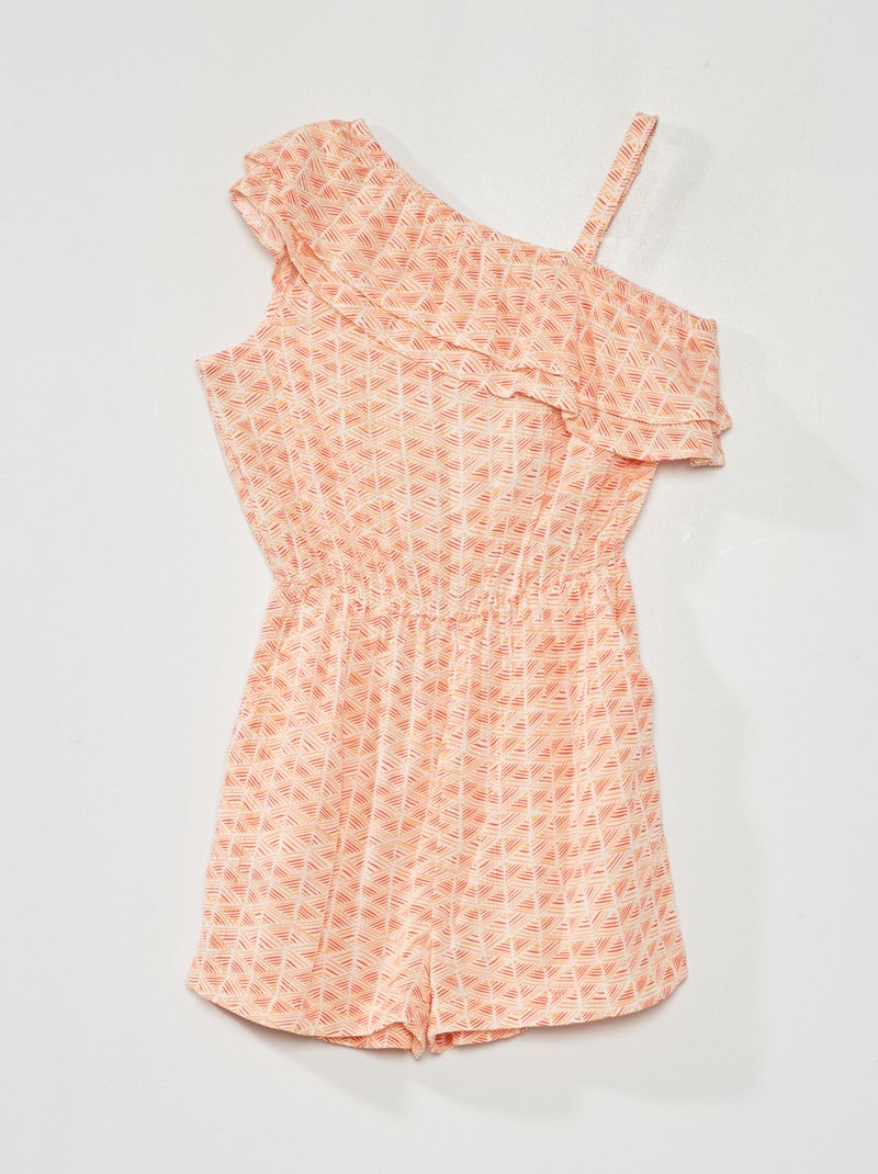 Combinaison short avec imprimé Blanc/orange - Kiabi