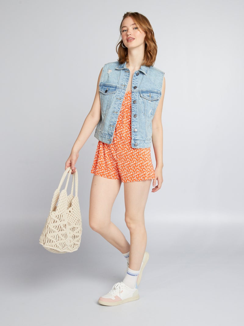 Combinaison short avec imprimé Orange - Kiabi