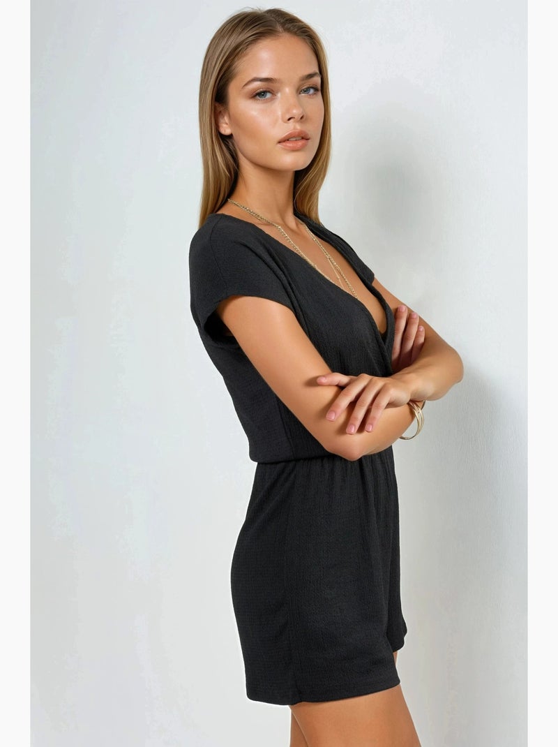 Combinaison short drapée à col en v busem Noir - Kiabi