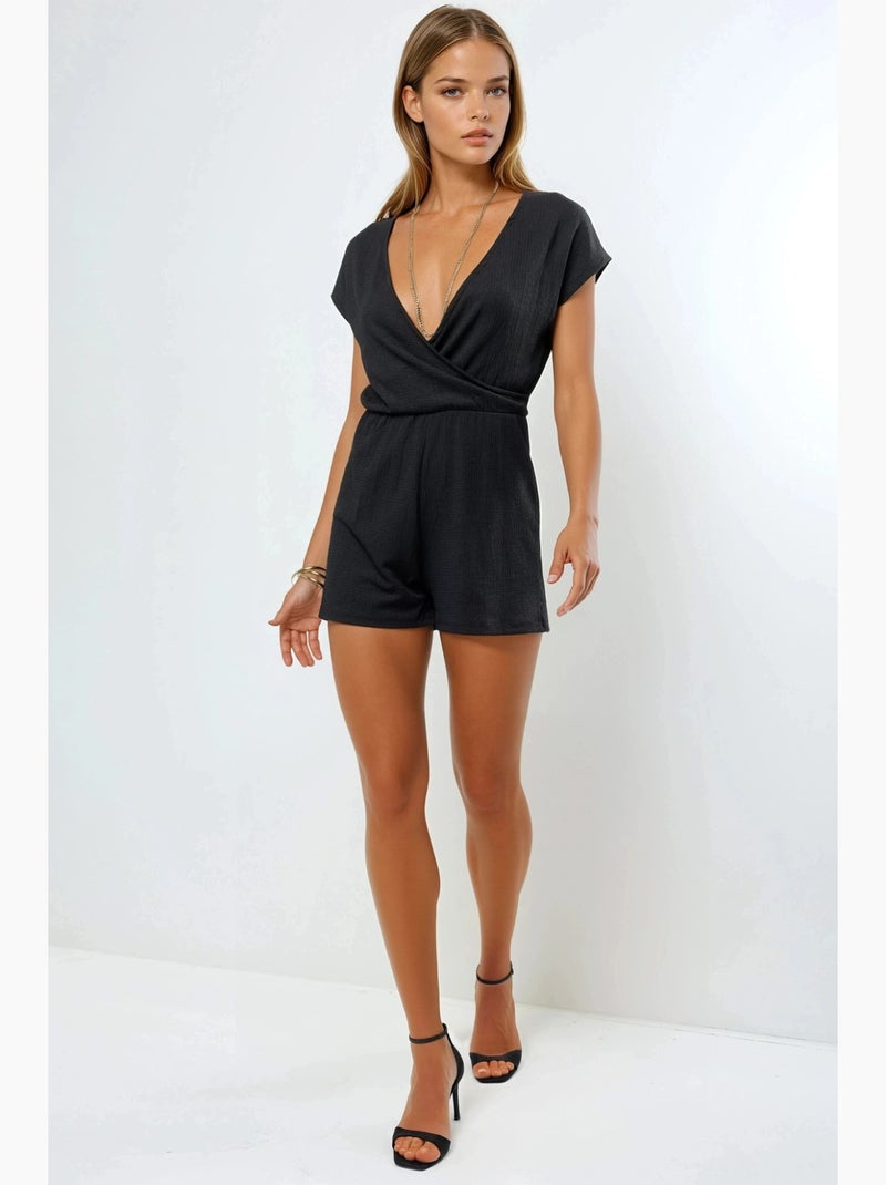 Combinaison short drapée à col en v busem Noir - Kiabi