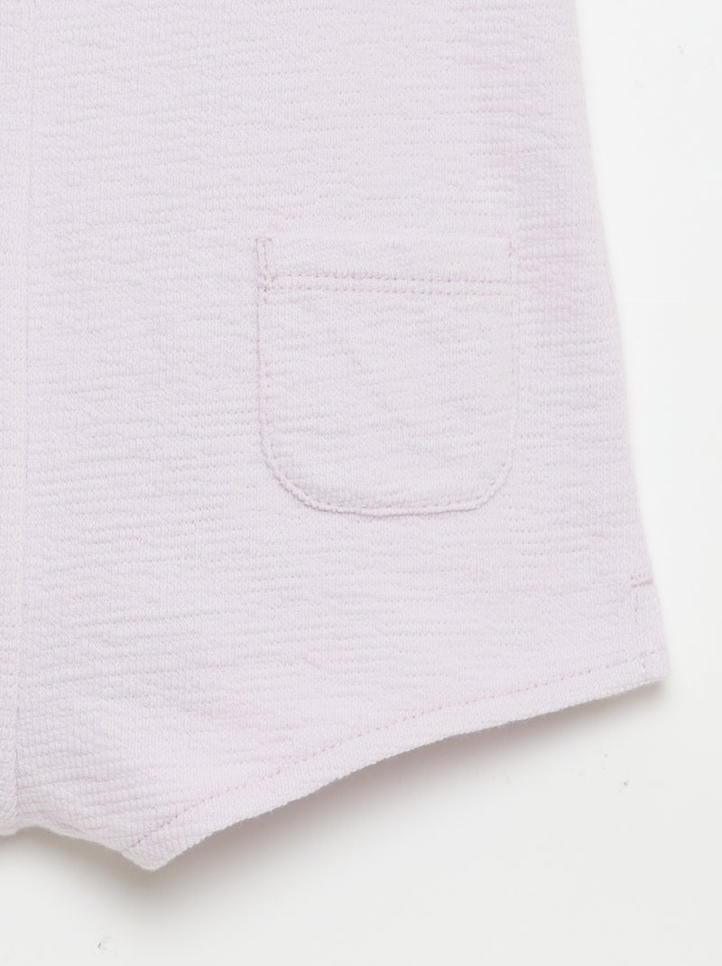 Combinaison short en baby Terry Violet - Kiabi