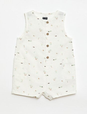 Combinaison short en coton et lin