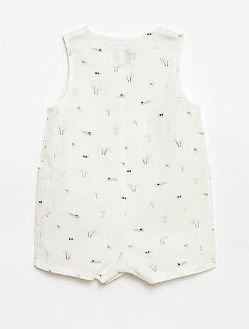 Combinaison short en coton et lin
