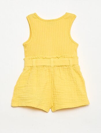 Combinaison short en double gaze de coton + ceinture à nouer