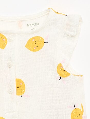 Combinaison short en jersey de coton avec volants aux manches