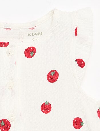 Combinaison short en jersey de coton avec volants aux manches