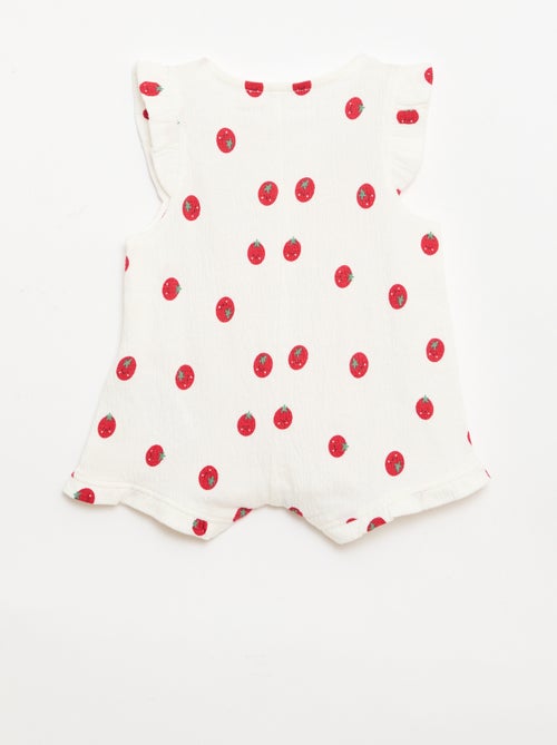 Combinaison short en jersey de coton avec volants aux manches - Kiabi