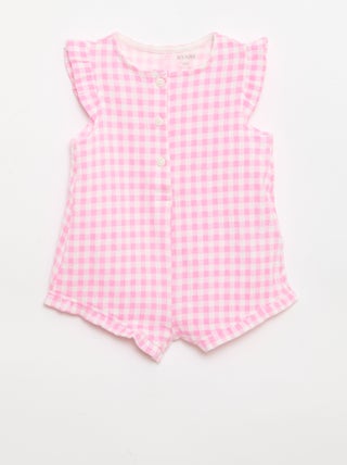 Combinaison short en jersey de coton avec volants aux manches