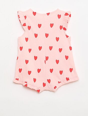 Combinaison short en jersey de coton avec volants aux manches