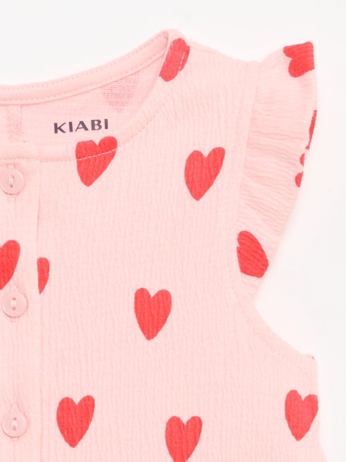 Combinaison short en jersey de coton avec volants aux manches - Kiabi