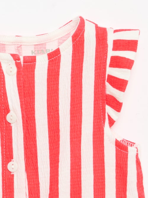 Combinaison short en jersey de coton avec volants aux manches - Kiabi
