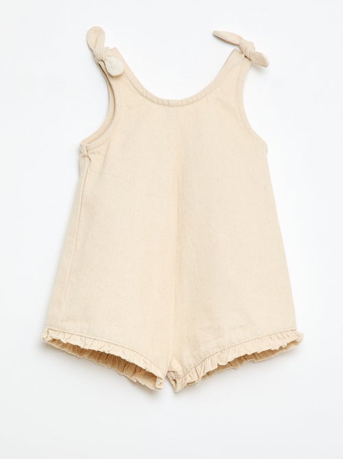 Combinaison short en twill à bretelles - Kiabi