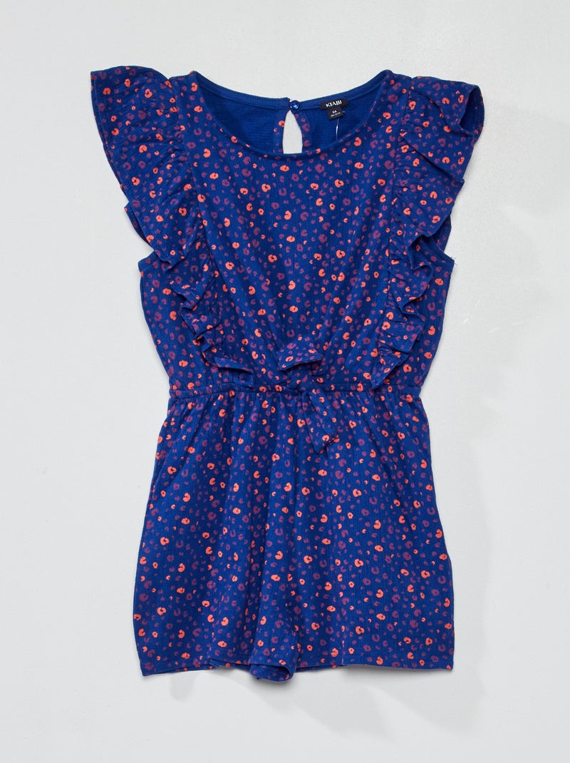 Combinaison short fleuri Bleu/orange - Kiabi