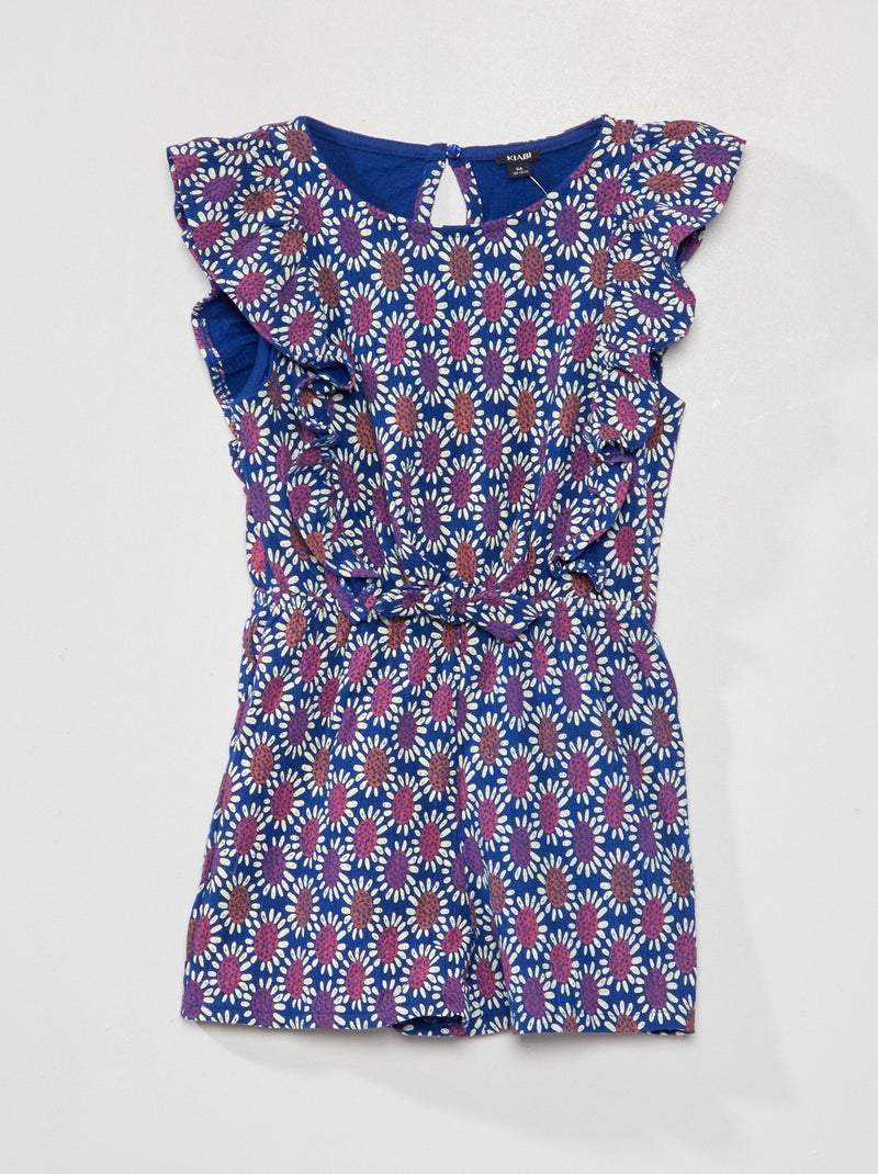 Combinaison short fleuri Bleu/violet - Kiabi