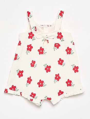 Combinaison short imprimée en maille froissée